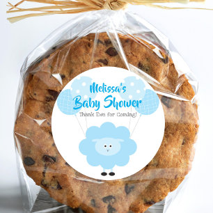 Blue Lamb Sweet Boy Baby shower Dank u Schattige Ronde Sticker