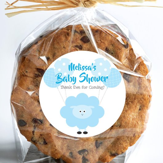 Blue Lamb Sweet Boy Baby shower Dank u Schattige Ronde Sticker