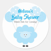 Blue Lamb Sweet Boy Baby shower Dank u Schattige Ronde Sticker (Voorkant)