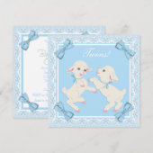 Blue Lamb Twin Baby Boy Shower Uitnodigingen (Voorkant / Achterkant)