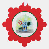 Blue lantern christmas with candle  ornament kaart (Voorkant)