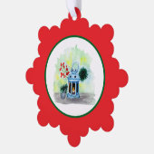 Blue lantern christmas with candle  ornament kaart (Links)