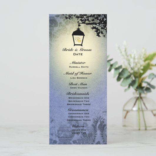 Blue Lantern Streetlamp Wedding Program Programmakaart (Staand voorkant)