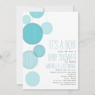 Blue Lanterns Baby shower Kaart
