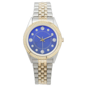 Blue Lapis Diamond Solitaire Staal Gold Horloge