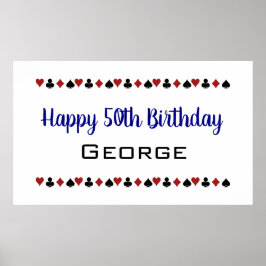 Blue Las Vegas Style Casino Kaart Kostuums Verjaar Poster