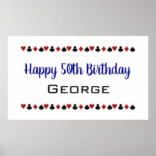 Blue Las Vegas Style Casino Kaart Kostuums Verjaar Poster