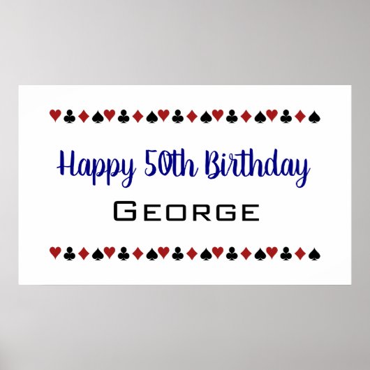 Blue Las Vegas Style Casino Kaart Kostuums Verjaar Poster (Voorkant)