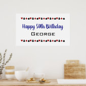 Blue Las Vegas Style Casino Kaart Kostuums Verjaar Poster (Keuken)