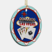 Blue Las Vegas Welcome Sign Poker Chip Keramisch Ornament (Rechts)