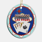Blue Las Vegas Welcome Sign Poker Chip Keramisch Ornament (Links)