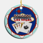 Blue Las Vegas Welcome Sign Poker Chip Keramisch Ornament (Achterkant)
