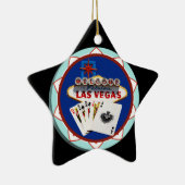 Blue Las Vegas Welcome Sign Poker Chip Keramisch Ornament (Rechts)
