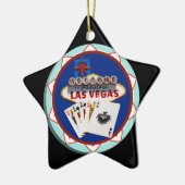 Blue Las Vegas Welcome Sign Poker Chip Keramisch Ornament (Links)