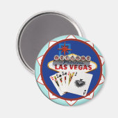 Blue Las Vegas Welcome Sign Poker Chip Magneet (Voorkant / Achterkant)