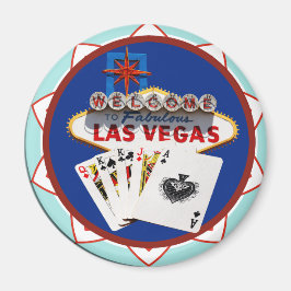 Blue Las Vegas Welcome Sign Poker Chip Magneet