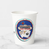 Blue Las Vegas Welcome Sign Poker Chip Papieren Bekers (Links)