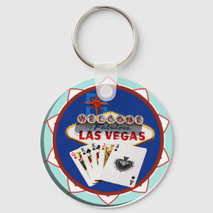 Blue Las Vegas Welcome Sign Poker Chip Sleutelhanger