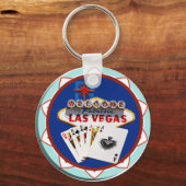 Blue Las Vegas Welcome Sign Poker Chip Sleutelhanger (Voorkant)