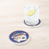 Blue Las Vegas Welcome Sign Poker Chip Zandsteen Onderzetter (Zijkant)