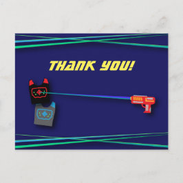 Blue Laser Label verjaardagsfeestje bedankt Briefkaart