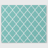 Blue Latticework, Quatrefoil, Marokkaanse Trellis Cadeaupapier (Vlak)