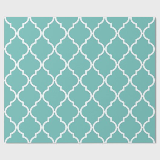 Blue Latticework, Quatrefoil, Marokkaanse Trellis Cadeaupapier (Vlak)