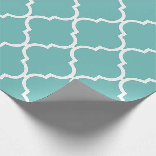 Blue Latticework, Quatrefoil, Marokkaanse Trellis Cadeaupapier (Hoek)