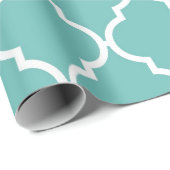 Blue Latticework, Quatrefoil, Marokkaanse Trellis Cadeaupapier (Rol Hoek)