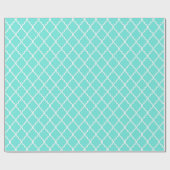 Blue Latticework, Quatrefoil, Marokkaanse Trellis Cadeaupapier (Vlak)