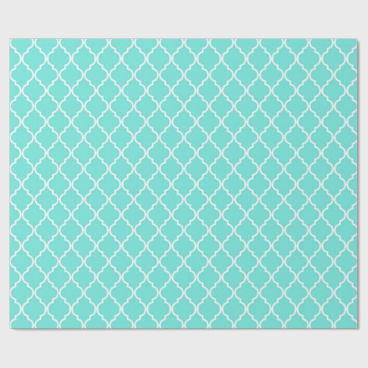 Blue Latticework, Quatrefoil, Marokkaanse Trellis Cadeaupapier (Vlak)