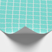 Blue Latticework, Quatrefoil, Marokkaanse Trellis Cadeaupapier (Hoek)