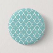 Blue Latticework, Quatrefoil, Marokkaanse Trellis Ronde Button 5,7 Cm (Voorkant)