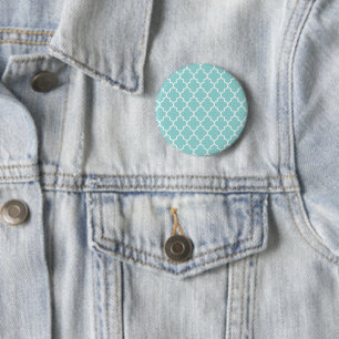 Blue Latticework, Quatrefoil, Marokkaanse Trellis Ronde Button 5,7 Cm