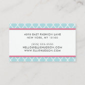 Blue Latticework, Quatrefoil, Marokkaanse Trellis Visitekaartje (Achterkant)