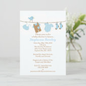 Blue Laundry Bird Baby shower 5x7 Kaart (Staand voorkant)