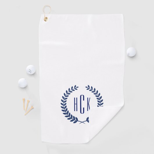 Blue Laure Wreat Monogram. Golfhanddoek (Insitu)