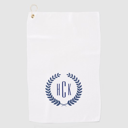 Blue Laure Wreat Monogram. Golfhanddoek (Voorkant)