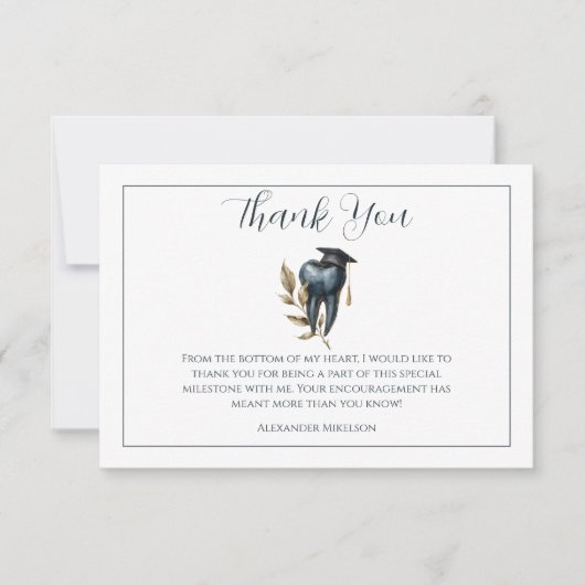 Blue Laurel Tooth Graduation Party Bedankkaart (Voorkant)