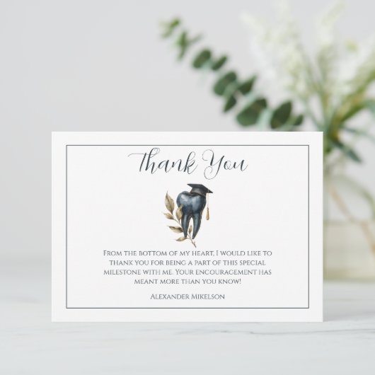 Blue Laurel Tooth Graduation Party Bedankkaart (Staand voorkant)