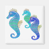 Blue & Lavendel Glas in lood Seahorse Trio Magneet (Voorkant)