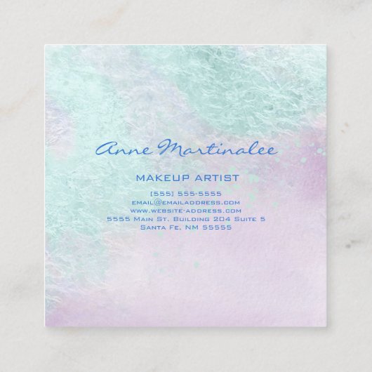 Blue Lavender Abstract Square Visitekaartje (Achterkant)