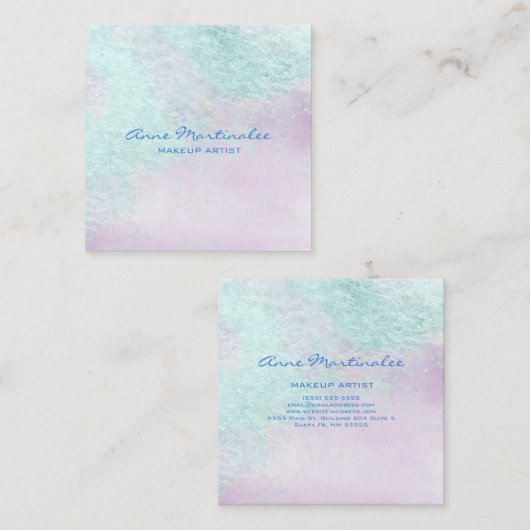 Blue Lavender Abstract Square Visitekaartje (Voorkant / Achterkant)