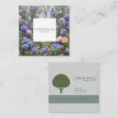 Blue Lavender Floral Square Frame Bohemian Vierkante Visitekaartje (Voorkant / Achterkant)