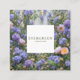 Blue Lavender Floral Square Frame Bohemian Vierkante Visitekaartje