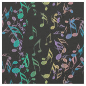 Blue Lavender Gold Musical Notes Pattern Fabric Stof (Close Up)