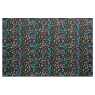 Blue Lavender Gold Musical Notes Pattern Fabric Stof