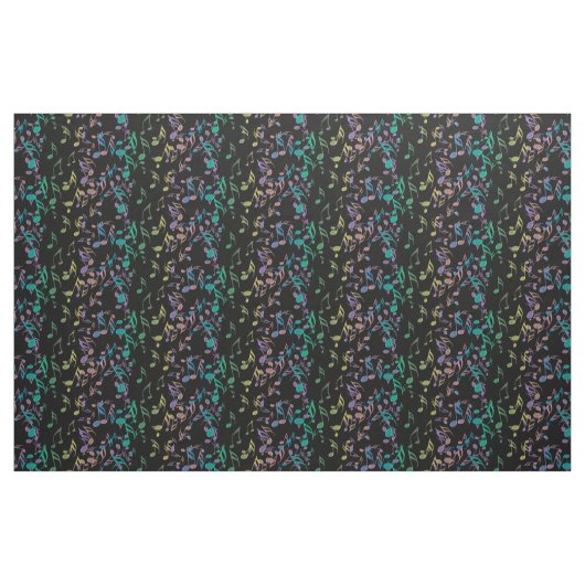Blue Lavender Gold Musical Notes Pattern Fabric Stof (Fat Quarter)
