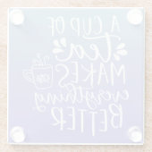 Blue Lavender Ombre Tea Lovers Quote Glazen Onderzetter (Achterkant)
