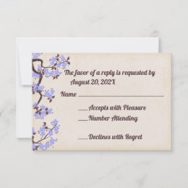 Blue Lavender Sakura Blossom RSVP-kaarten RSVP Kaartje